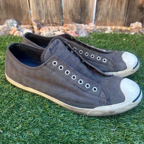 Converse Jack Purcell Low Profile Gray Slip-On Sneakers - Picture 4 of 9